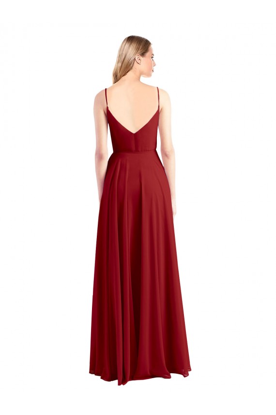 V-Neck Long Luxe Chiffon Red Sleeveless Bridesmaid Dress Darwin