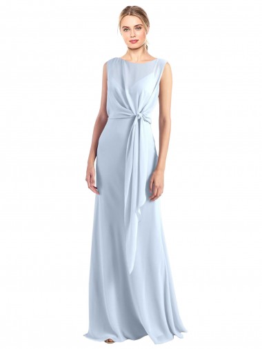 V-Neck Long Chiffon Light Sky Blue Sleeveless Bridesmaid Dress / Evening Gowns Darwin