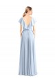 V-Neck Long Soft Chiffon Royal Blue Flutter Sleeves Bridesmaid Dress Darwin