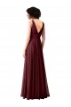 Cowl Neck Long Soft Chiffon Burgundy Gold Sleeveless Bridesmaid Dress Darwin