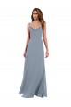 Cowl Neck Long Soft Chiffon Dusty Blue Sleeveless Formal Dress / Bridesmaid Dress Darwin