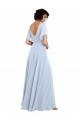 V-Neck Long Soft Chiffon Light Sky Blue Split Sleeves Bridesmaid Dresses Darwin