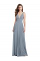 V-Neck Long Chiffon Dusty Blue Sleeveless Bridesmaid Dress / Evening Gowns Darwin