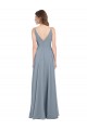 V-Neck Long Chiffon Dusty Blue Sleeveless Bridesmaid Dress / Evening Gowns Darwin