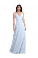 V-Neck Long Soft Chiffon Light Sky Blue Sleeveless Evening Dress / Bridesmaid Dress Darwin
