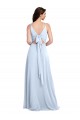 V-Neck Long Soft Chiffon Light Sky Blue Sleeveless Evening Dress / Bridesmaid Dress Darwin