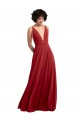 V-Neck Long Lxue Chiffon Red Sleeveless Bridesmaid Dress Darwin