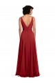 V-Neck Long Lxue Chiffon Red Sleeveless Bridesmaid Dress Darwin