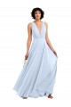 V-Neck Long Soft Chiffon Light Sky Blue Sleeveless Bridesmaid Dresses Darwin