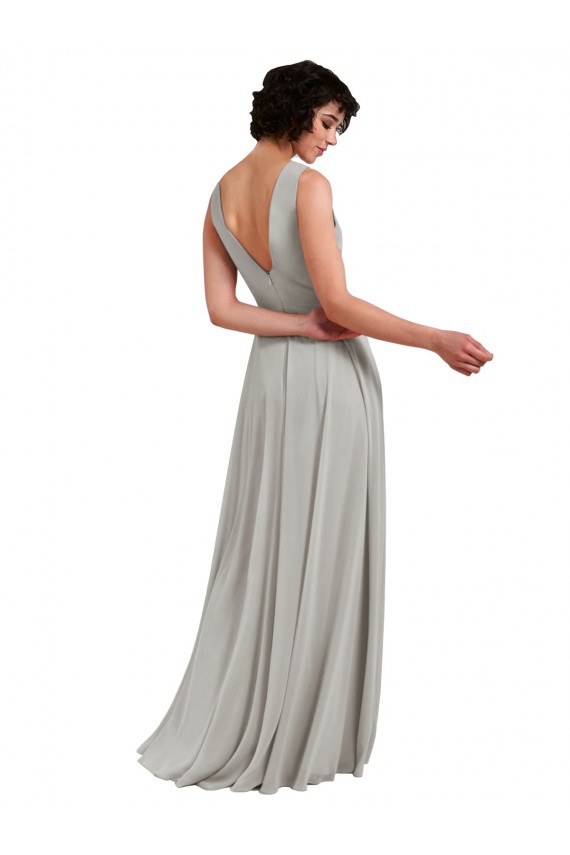 V-Neck Long Soft Chiffon Light Sky Blue Sleeveless Bridesmaid Dresses Darwin
