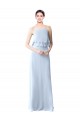 Halter Neck Long Soft Chiffon Light Sky Blue Sleeveless Bridesmaid Dresses Darwin