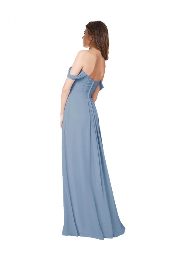 Sweetheart Long Chiffon Dusty Blue Sleeveless Wedding Party Dress Darwin
