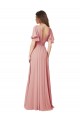 V-Neck Long Soft Chiffon Bliss Pink Flutter Sleeves Bridesmaid Dress Darwin