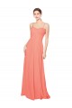 Sweetheart Long Soft Chiffon Coral Sleeveless Bridesmaid Dress Darwin
