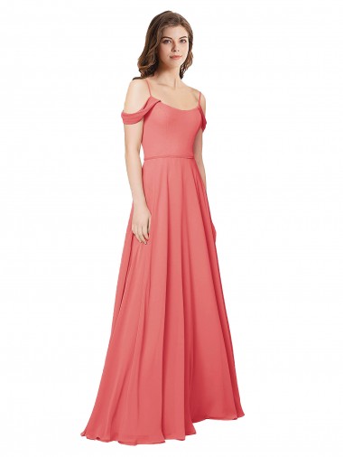 Off the Shoulder Long Soft Chiffon Desert Rose Sleeveless Bridesmaid Dress Darwin