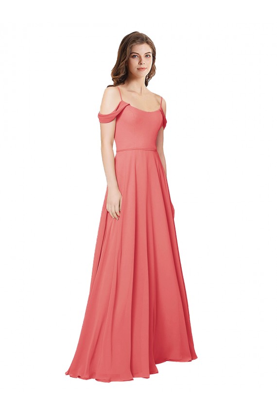 Off the Shoulder Long Soft Chiffon Desert Rose Sleeveless Bridesmaid Dress Darwin