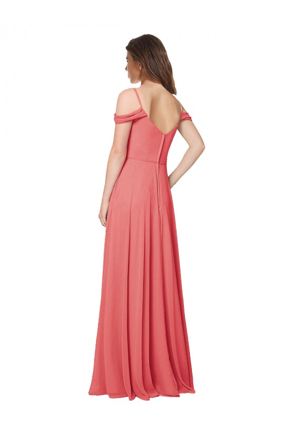 Off the Shoulder Long Soft Chiffon Desert Rose Sleeveless Bridesmaid Dress Darwin