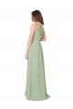 Halter Neck Long Soft Chiffon Smoke Green Sleeveless Bridesmaid Dress Darwin