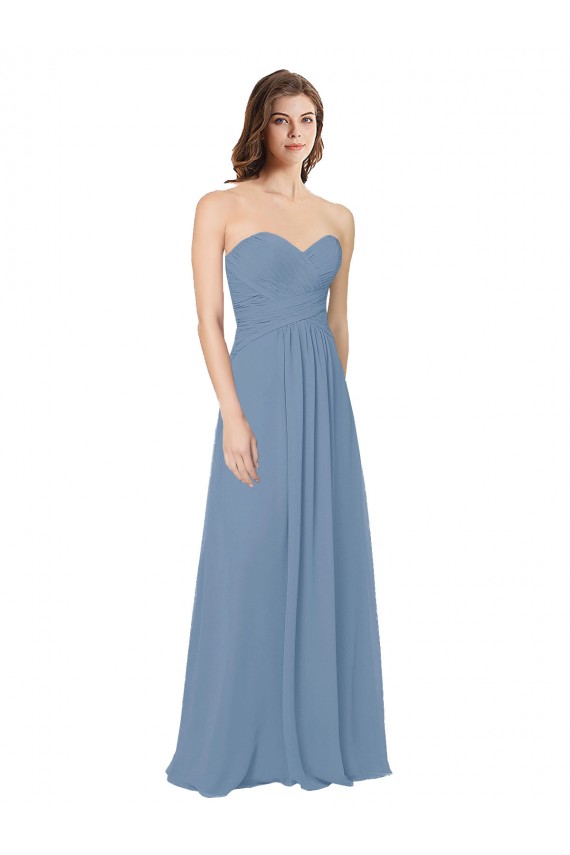 Sweetheart Long Chiffon Dusty Blue Sleeveless Bridesmaid Dress / Evening Gowns Darwin
