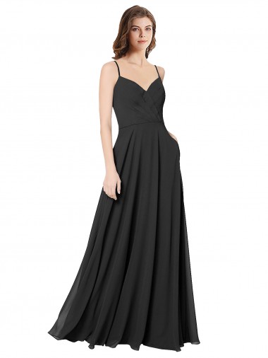 Sweetheart Long Chiffon Black A-Line Sleeveless Formal Dress / Bridesmaid Dress Darwin