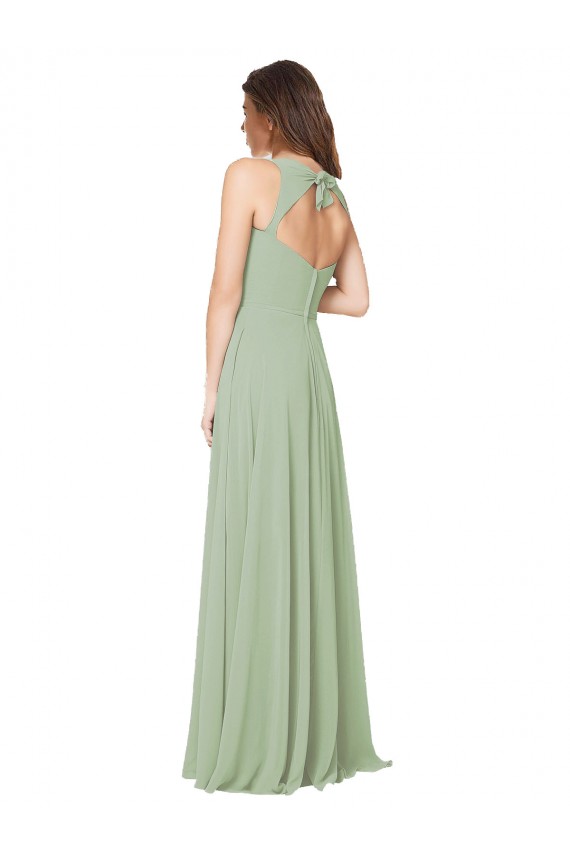 Sweetheart Long Soft Chiffon Smoke Green Sleeveless Formal Dress / Bridesmaid Dress Darwin