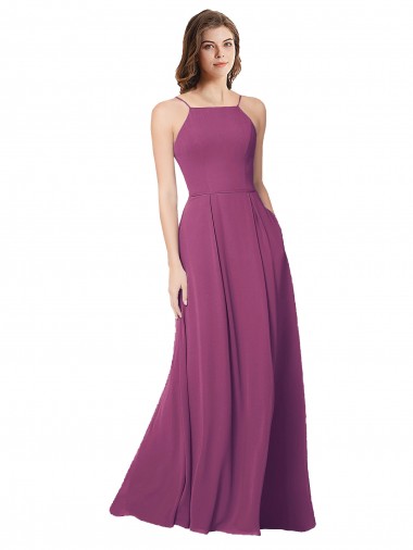Strapless Long Soft Chiffon Wild Berry Sleeveless Bridesmaid Dress Darwin
