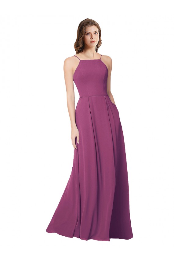 Strapless Long Soft Chiffon Wild Berry Sleeveless Bridesmaid Dress Darwin