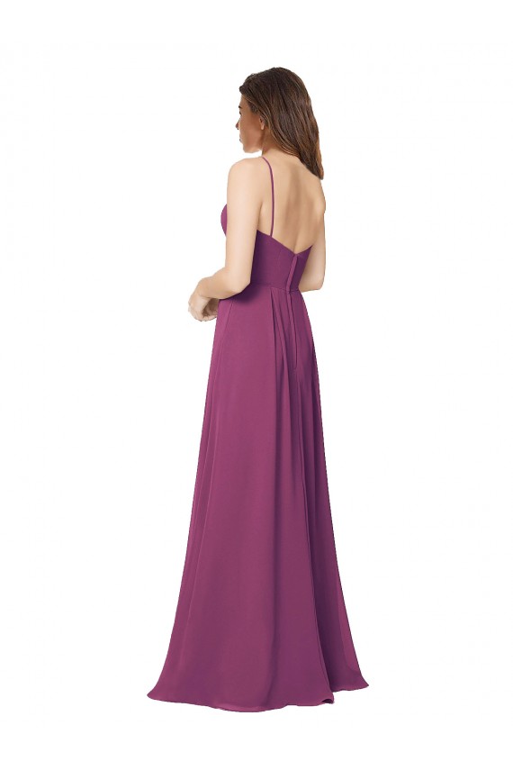 Strapless Long Soft Chiffon Wild Berry Sleeveless Bridesmaid Dress Darwin