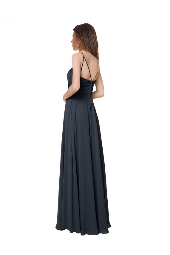 V-Neck Long Soft Chiffon Watermelon Sleeveless Bridesmaid Dress Darwin
