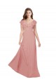 V-Neck Long Chiffon Bliss Pink Flutter Sleeves Bridesmaid Dress / Evening Dress Darwin