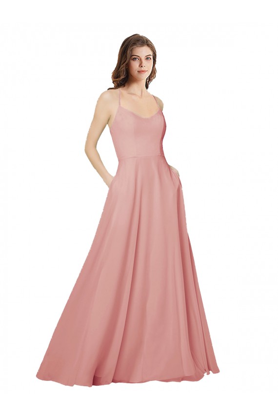 Strapless Long Soft Chiffon Bliss Pink Sleeveless Bridesmaid Dress Darwin