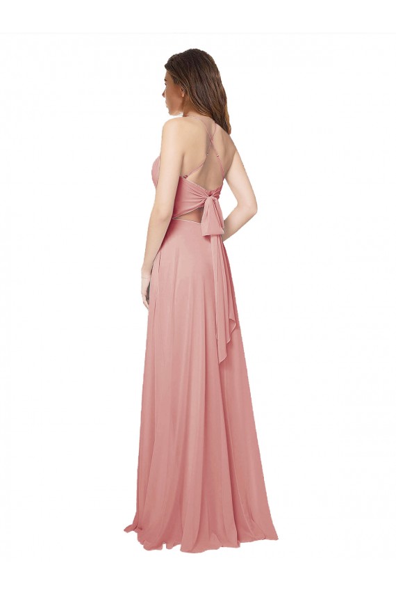 Strapless Long Soft Chiffon Bliss Pink Sleeveless Bridesmaid Dress Darwin