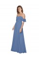 Strapless Long Soft Chiffon Windsor Blue Flutter Sleeves Bridesmaid Dress Darwin
