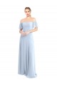Square Neck Long Soft Chiffon Light Sky Blue Flutter Sleeves Formal Dress / Bridesmaid Dress Darwin