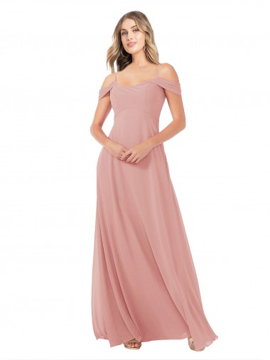 Scoop Neck Long Soft Chiffon Bliss Pink Sleeveless Bridal Party Dress Darwin