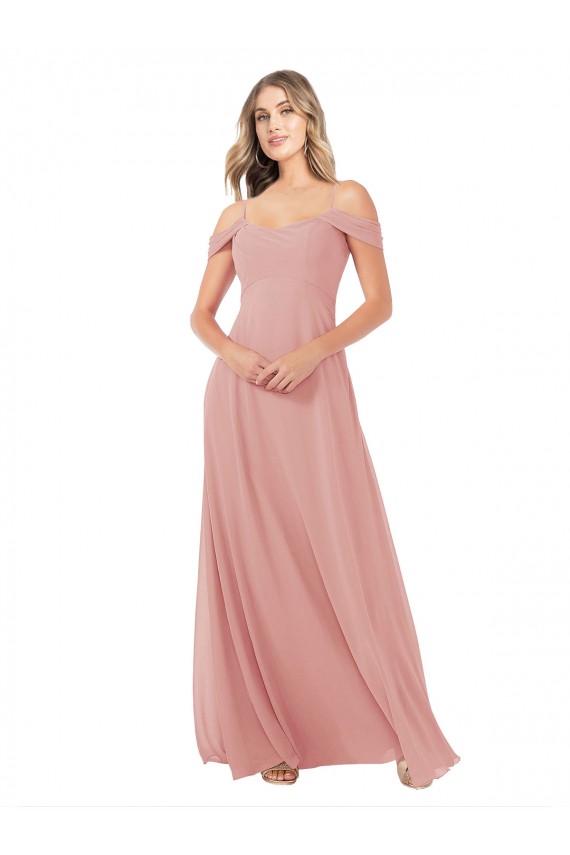 Scoop Neck Long Soft Chiffon Bliss Pink Sleeveless Bridal Party Dress Darwin