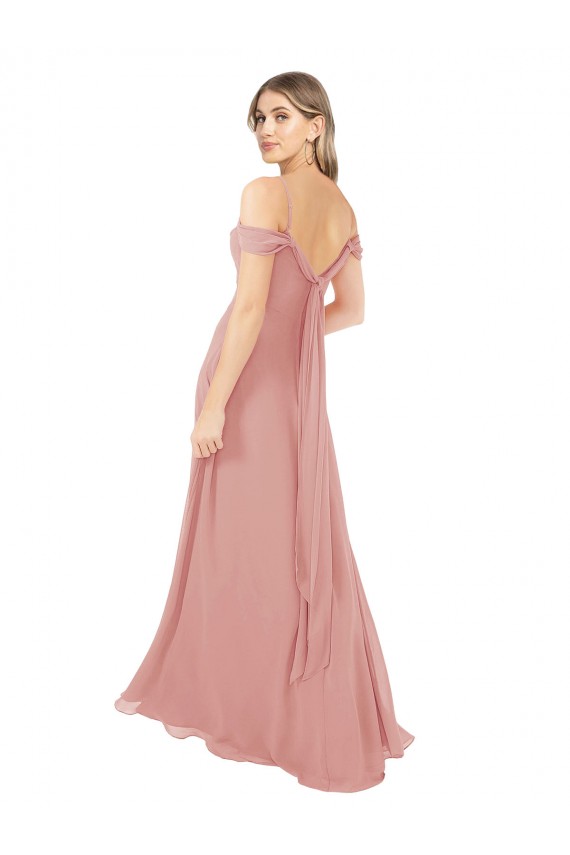 Scoop Neck Long Soft Chiffon Bliss Pink Sleeveless Bridal Party Dress Darwin