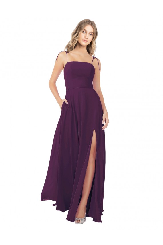 Strapless Long Soft Chiffon Grape Sleeveless Bridesmaid Dress Darwin
