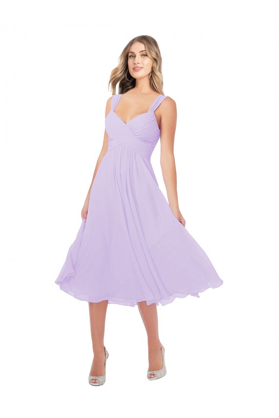 Sweetheart Midi Length Soft Chiffon Lilac Sleeveless High Low Bridesmaid Dress Darwin