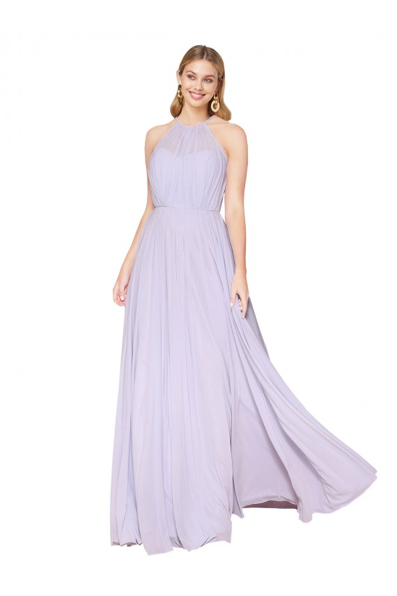 High Neck Long Soft Chiffon Lilac Sleeveless Formal Evening Gown / Prom Dress / Bridesmaid Dress Darwin