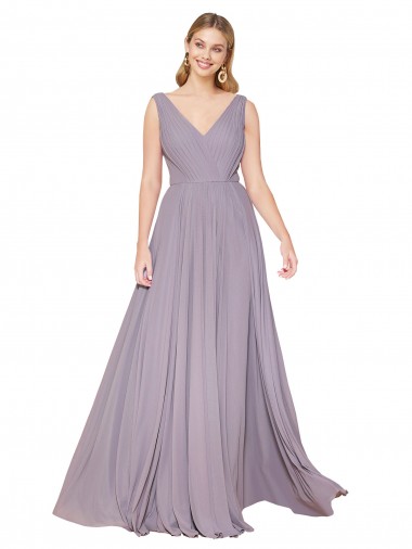 High Neck Long Soft Chiffon Dusty Rose Sleeveless Formal Evening Gown / Prom Dress / Bridesmaid Dress Darwin