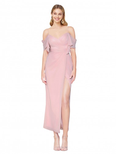 High Neck Knee Length Soft Chiffon Primrose Cold Shoulder Formal Evening Gown / Prom Dress / Bridesmaid Dress Darwin