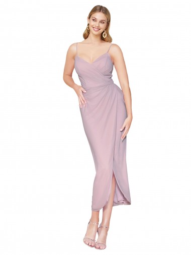 High Neck Knee Length Soft Chiffon Primrose Sleeveless High Low Evening Gown / Prom Dress / Bridesmaid Dress Darwin