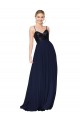 High Neck Long Soft Chiffon & Sequin Dark Navy Sleeveless Semi Formal Evening Dress / Prom Dress / Bridesmaid Dress Darwin