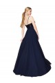 High Neck Long Soft Chiffon & Sequin Dark Navy Sleeveless Semi Formal Evening Dress / Prom Dress / Bridesmaid Dress Darwin
