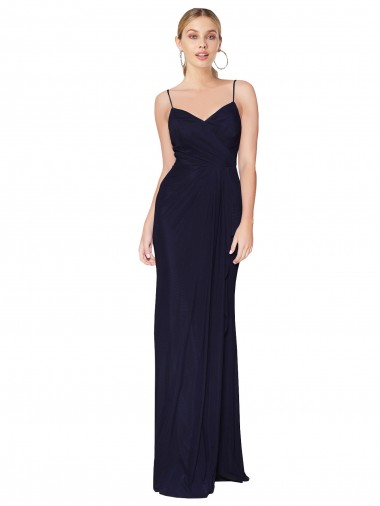High Neck Long Soft Chiffon Dark Navy Mermaid Sleeveless Bridesmaid Dress / Formal Dress Darwin