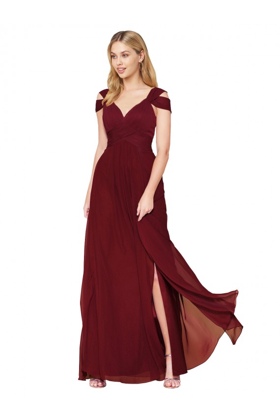 High Neck Long Soft Chiffon Burgundy Sleeveless Formal Evening Gown / Prom Dress / Bridesmaid Dress Darwin