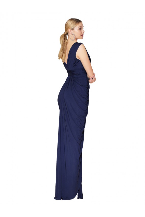 High Neck Long Soft Chiffon Dark Navy Mermaid Sleeveless Formal Evening Gown / Prom Dress / Bridesmaid Dress Darwin