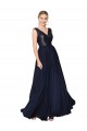 High Neck Long Soft Chiffon & Sequin Dark Navy Sleeveless Semi Formal Evening Gown / Prom Dress / Bridesmaid Dress Darwin