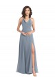 Cowl Neck Long Soft Chiffon Dusty Blue Sleeveless Bridesmaid Dress Darwin